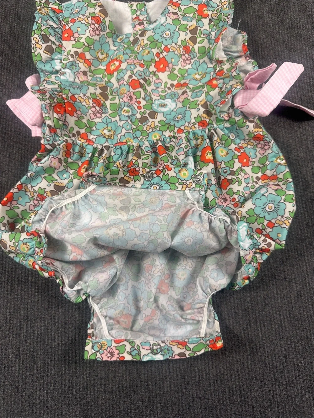 Smock Monkey Baby Girl Bubble Floral Gingham Bow Romper 12 Month Infant Toddler